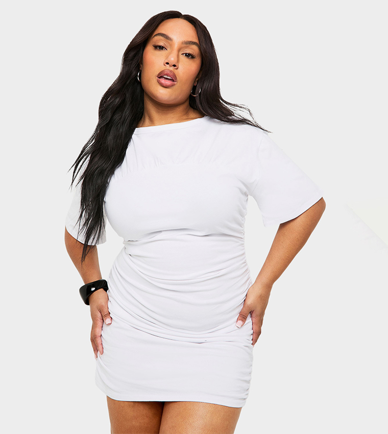 Curve Rouched Side Mini T-Shirt Dress