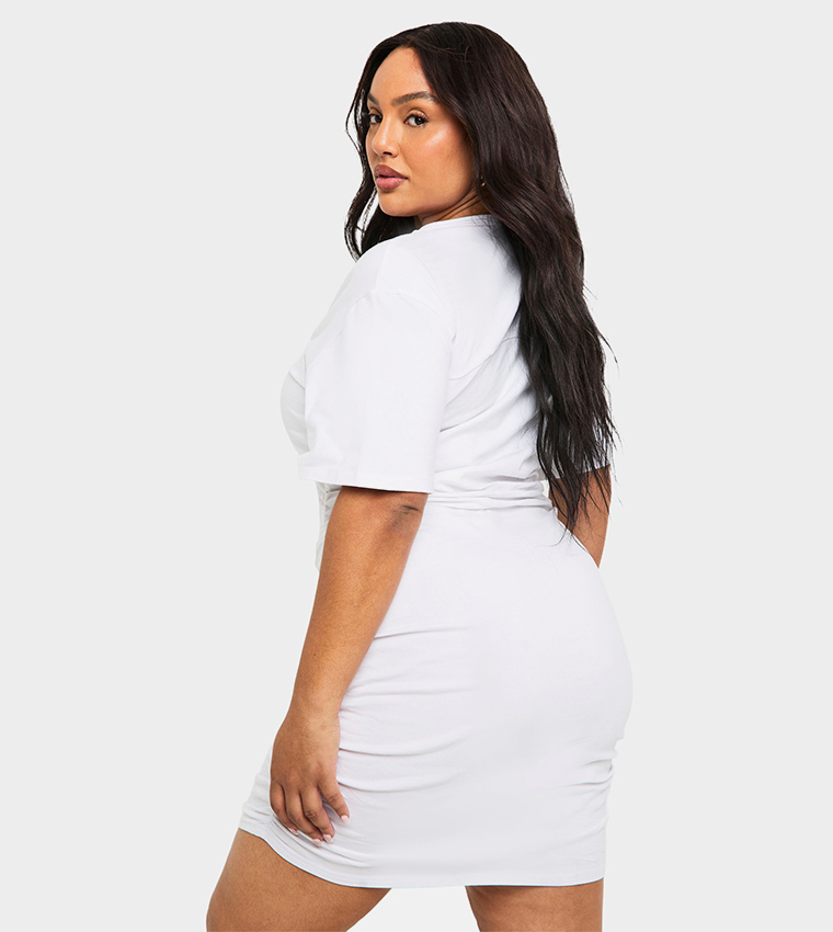 Curve Rouched Side Mini T-Shirt Dress