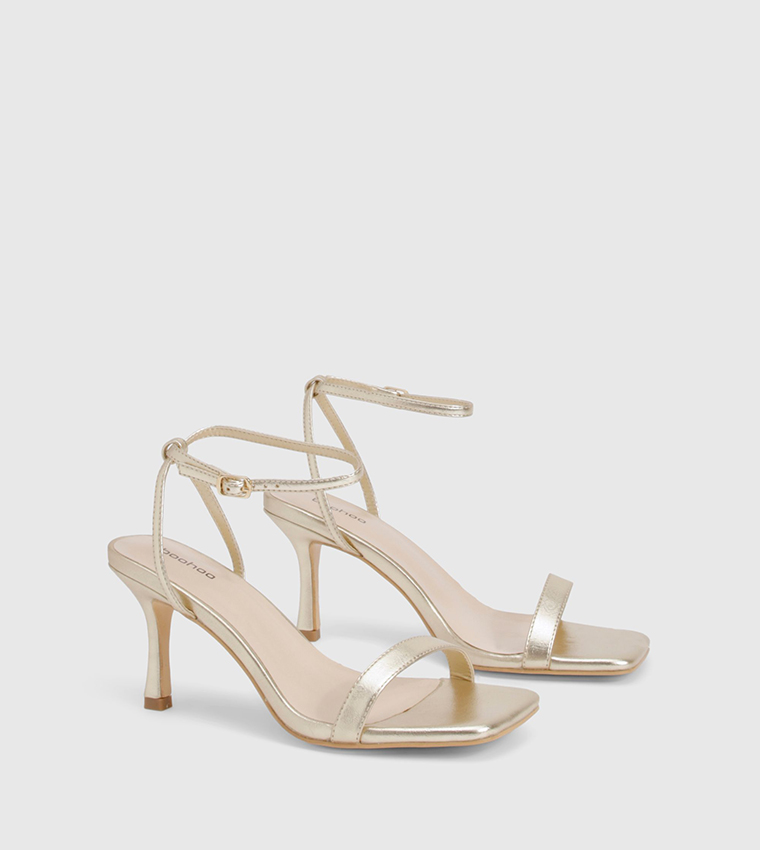 Metallic Ankle Strap 2 Part Heel Sandals