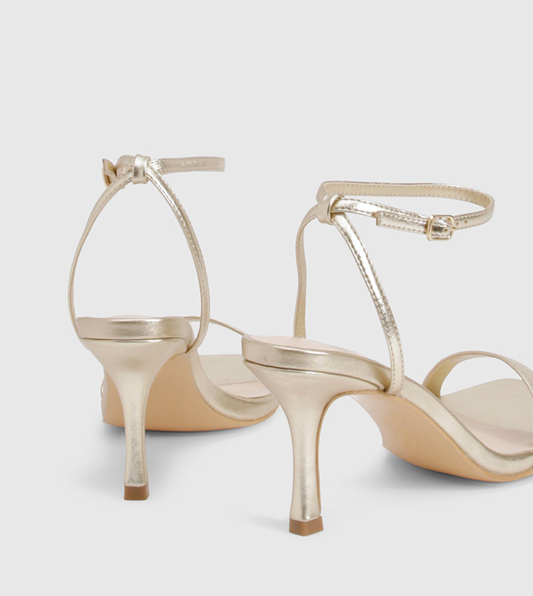 Metallic Ankle Strap 2 Part Heel Sandals