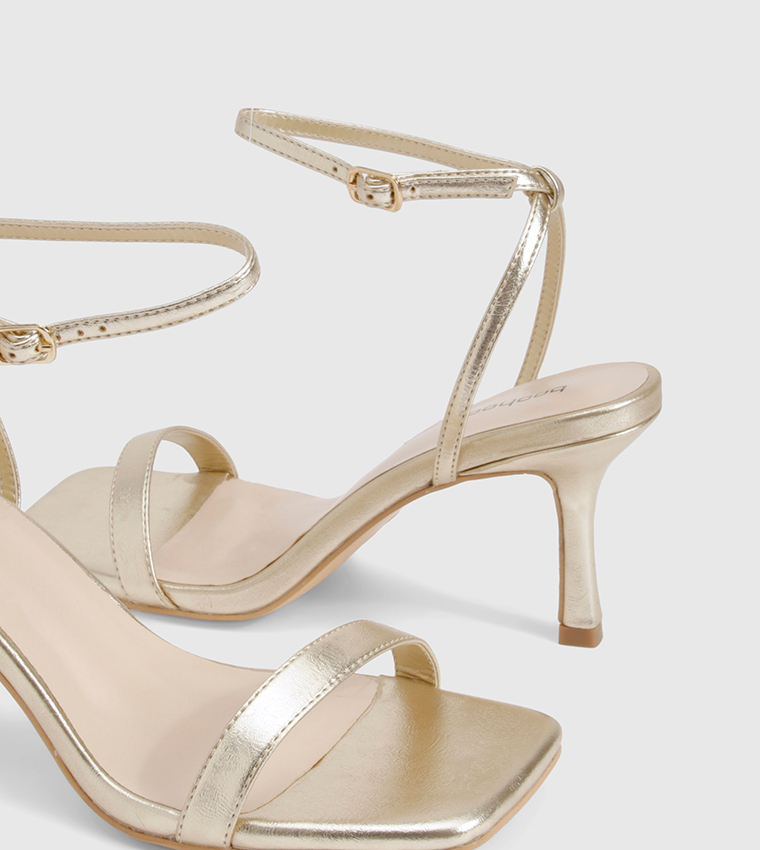Metallic Ankle Strap 2 Part Heel Sandals