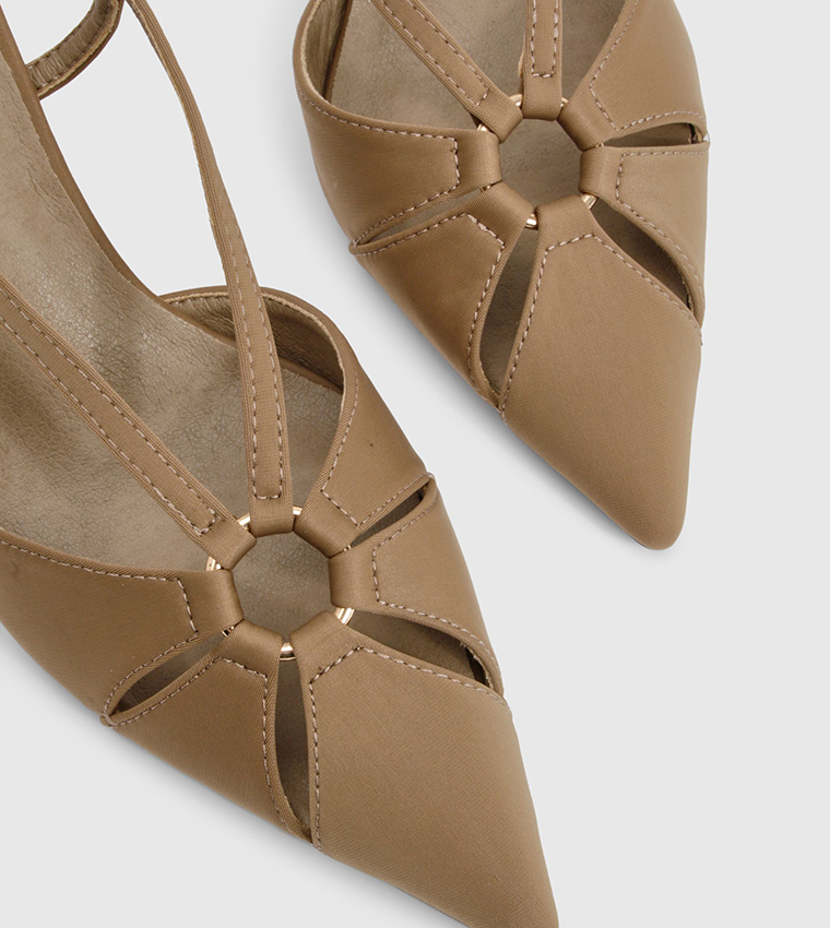 Cut Out Pointed Toe Slingback Pumps