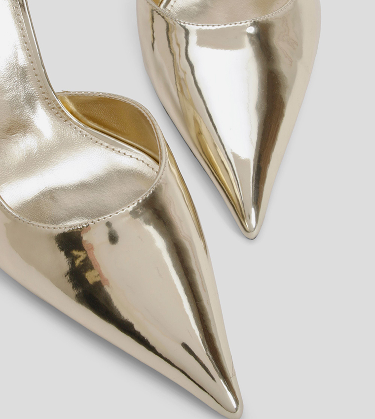 Metallic High Heeled Slingback Pumps