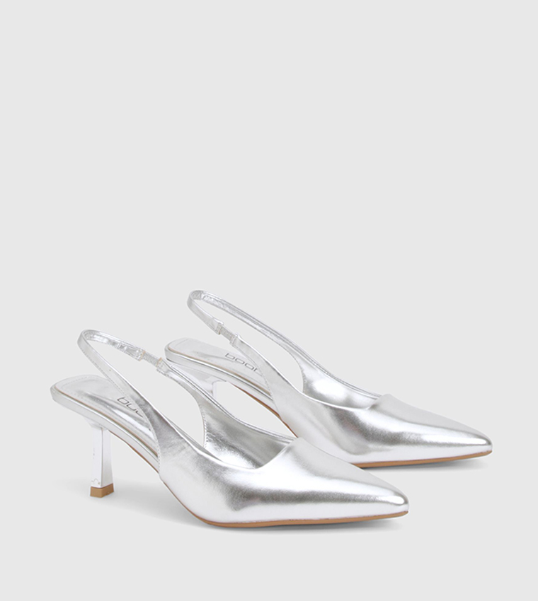 Metallic Pointed Toe Slingback Pumps
