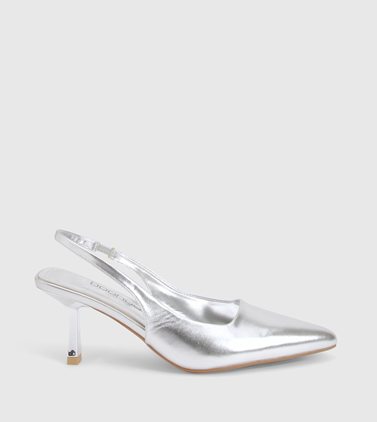 Metallic Pointed Toe Slingback Pumps