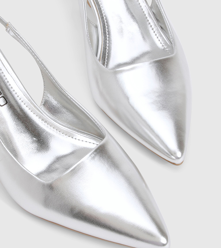 Metallic Pointed Toe Slingback Pumps