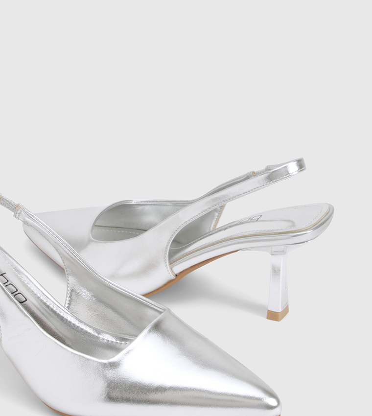 Metallic Pointed Toe Slingback Pumps