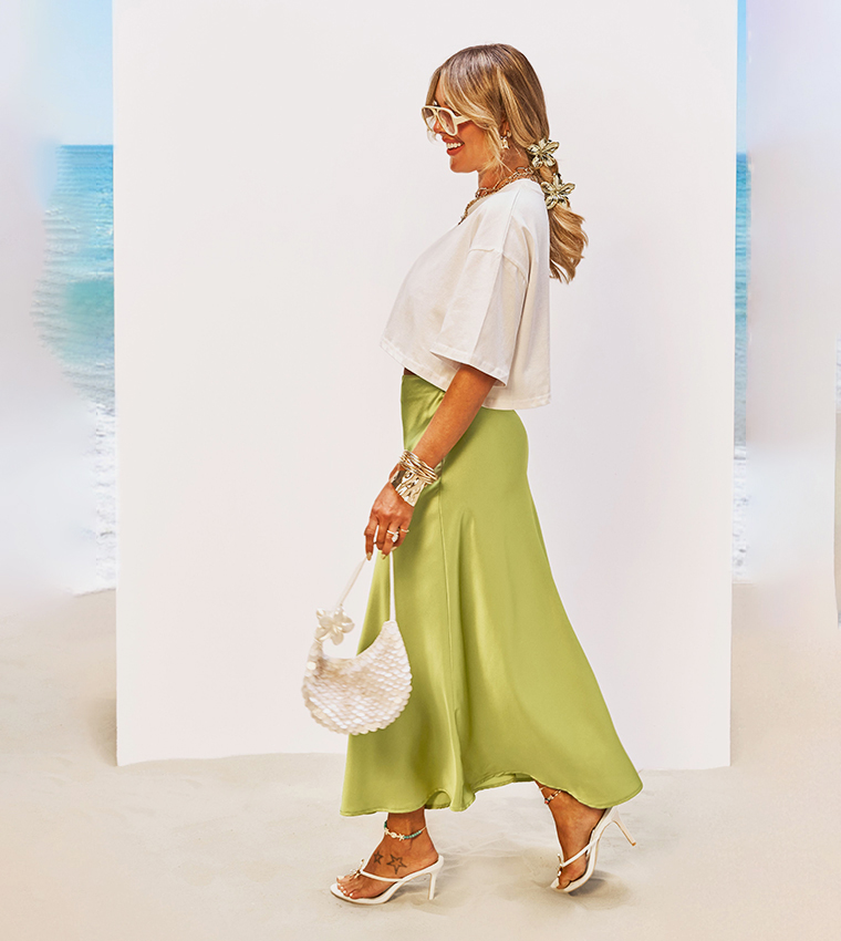 Satin Flared Midaxi Skirt