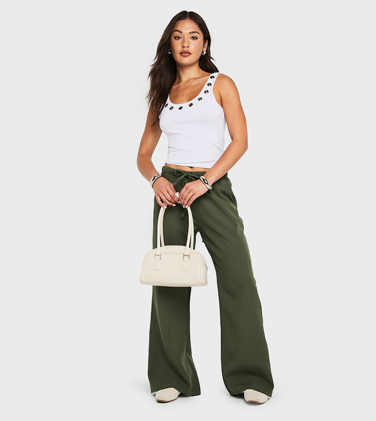 Petite Drawstring Waist Straight Fit Trousers