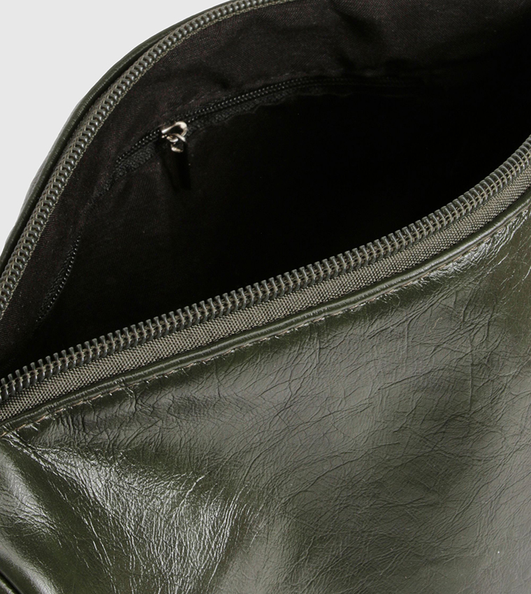 Eyelet and Buckle Detail Structured Shoulder Bag