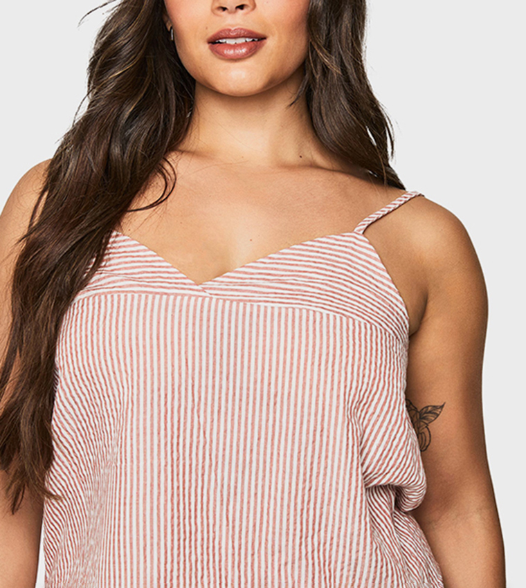Curve Woven Striped Top