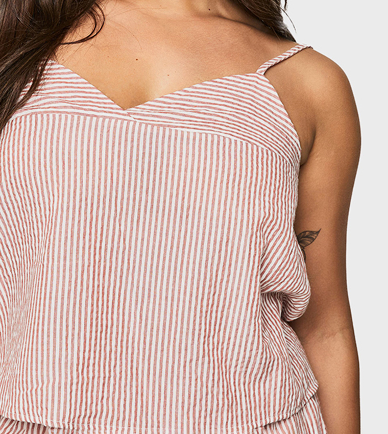 Curve Woven Striped Top