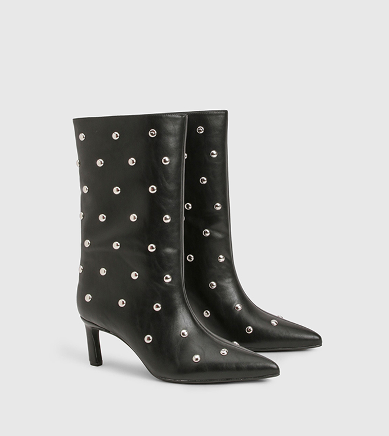 Studded Mid Column Stiletto Ankle Boots