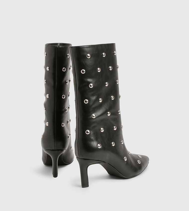 Studded Mid Column Stiletto Ankle Boots