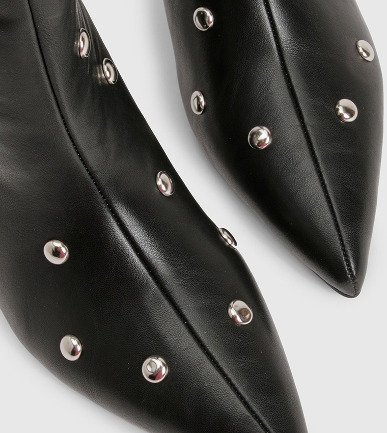 Studded Mid Column Stiletto Ankle Boots
