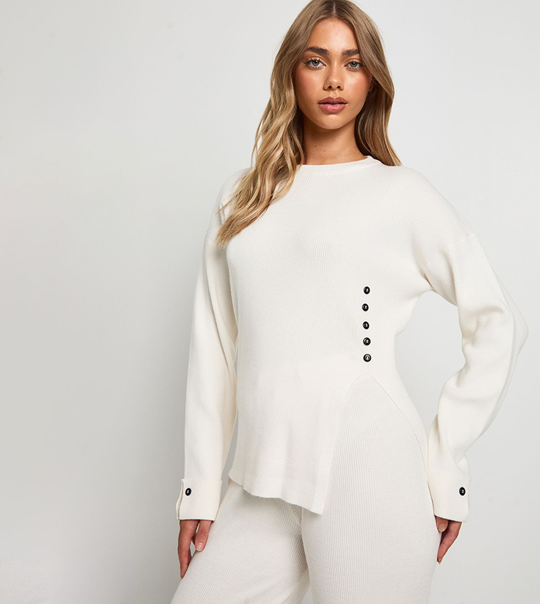Tall Textured Crew Neck Sweater and Straight Leg Pants Co-Ord Set