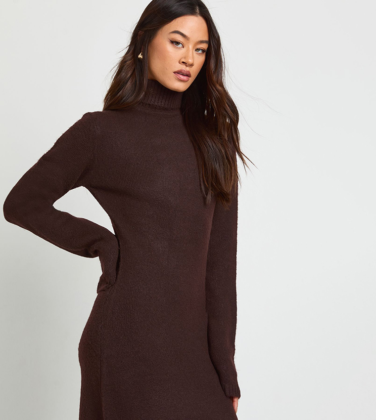 Tall Turtleneck Super Soft Knitted Maxi Dress