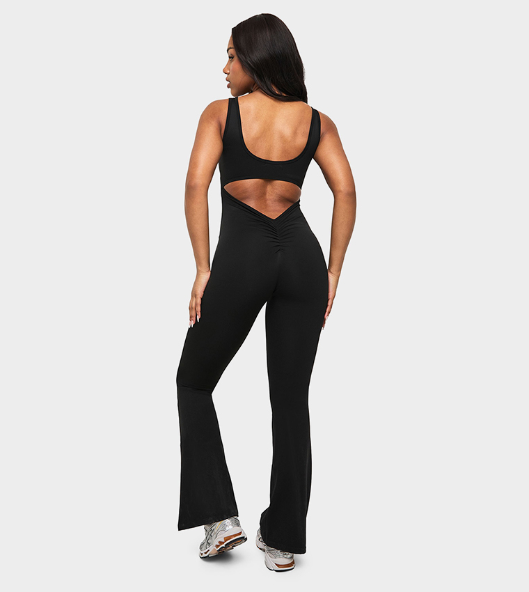 Scrunch Bum Flared Leg Active Jumpsuit