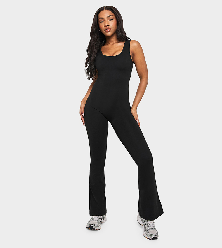 Scrunch Bum Flared Leg Active Jumpsuit