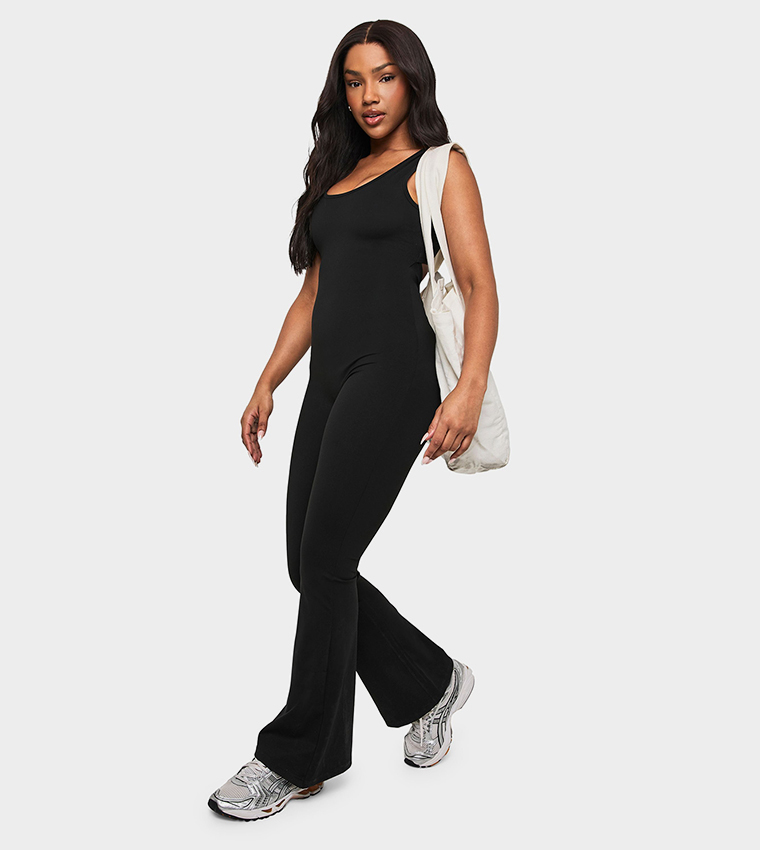 Scrunch Bum Flared Leg Active Jumpsuit