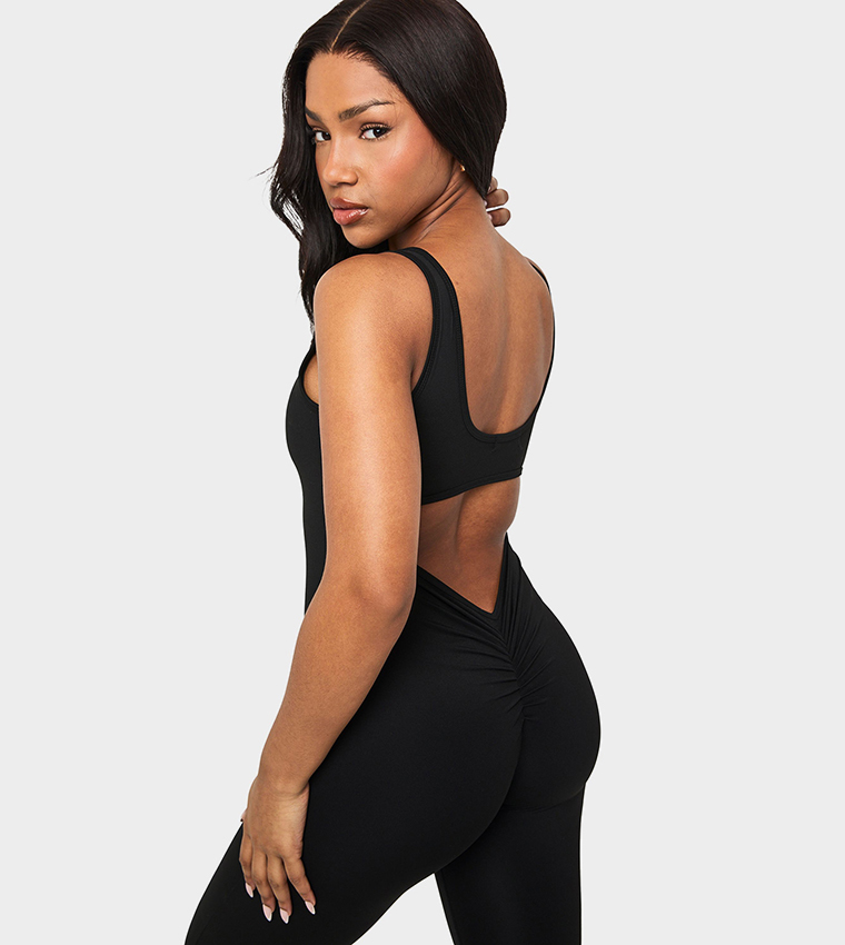 Scrunch Bum Flared Leg Active Jumpsuit