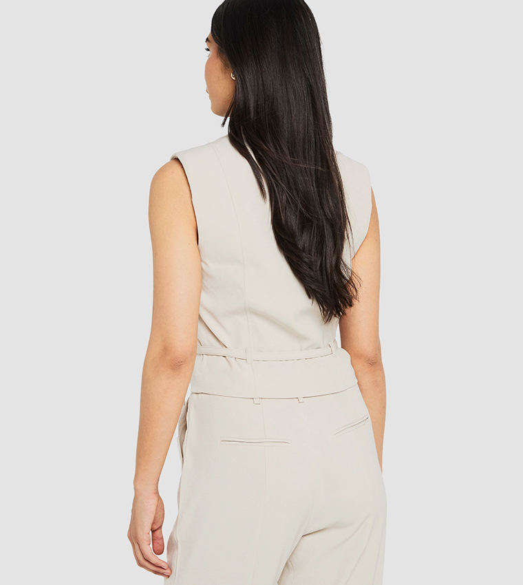 Belted Shoulder Pad Vest Top