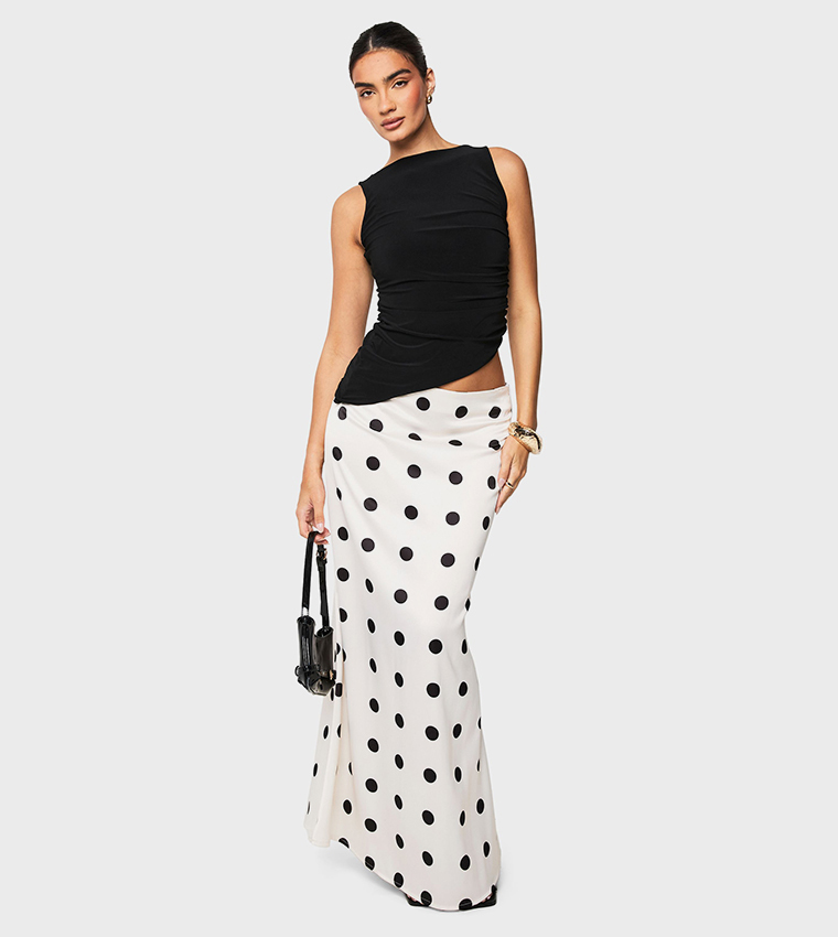 Double Layer Ruched Side Asymmetric Hem Sleeveless Top
