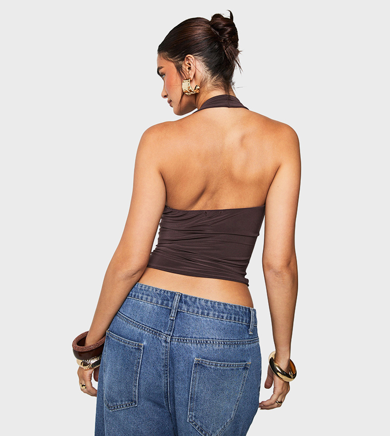 Double Layer Wrap Front Sleeveless Crop Top
