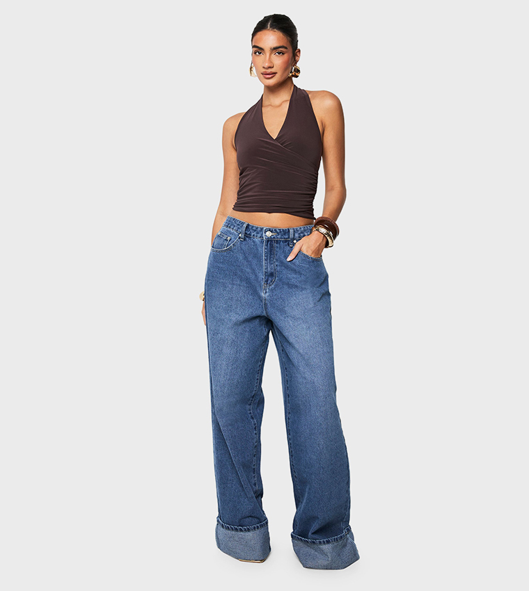 Double Layer Wrap Front Sleeveless Crop Top