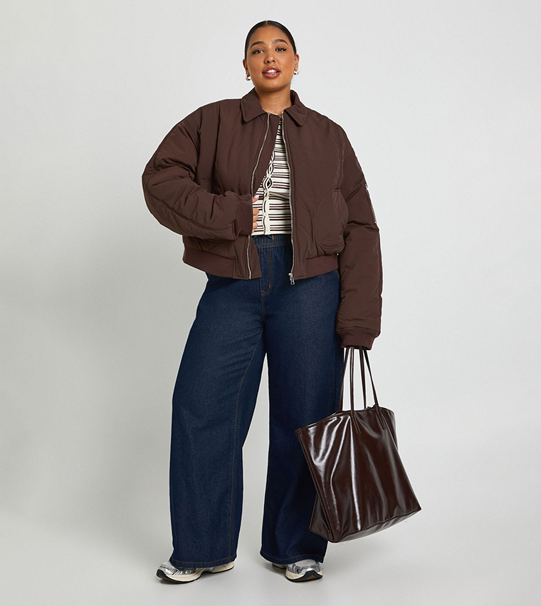 جاكيت بومبر مبطن كم طويل للمقاسات الكبيرة