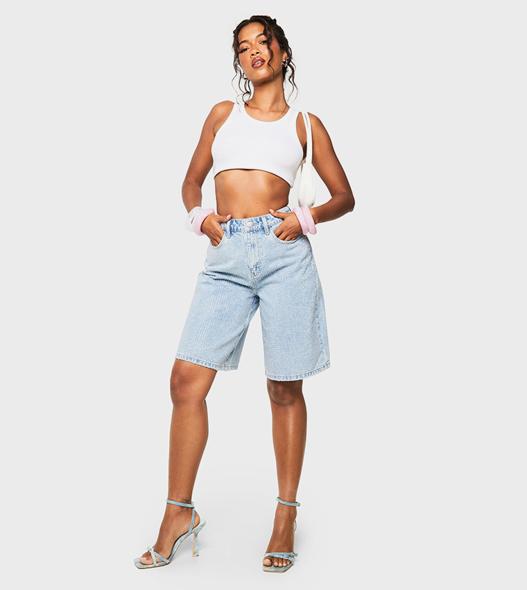 Embellished Denim Jorts