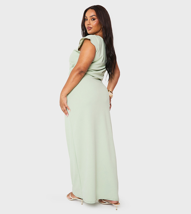 Curve Rouched Asymmetric Maxi Dress