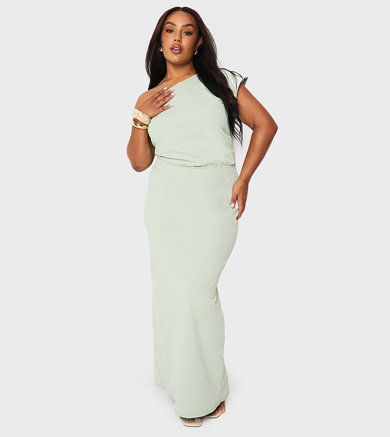 Curve Rouched Asymmetric Maxi Dress