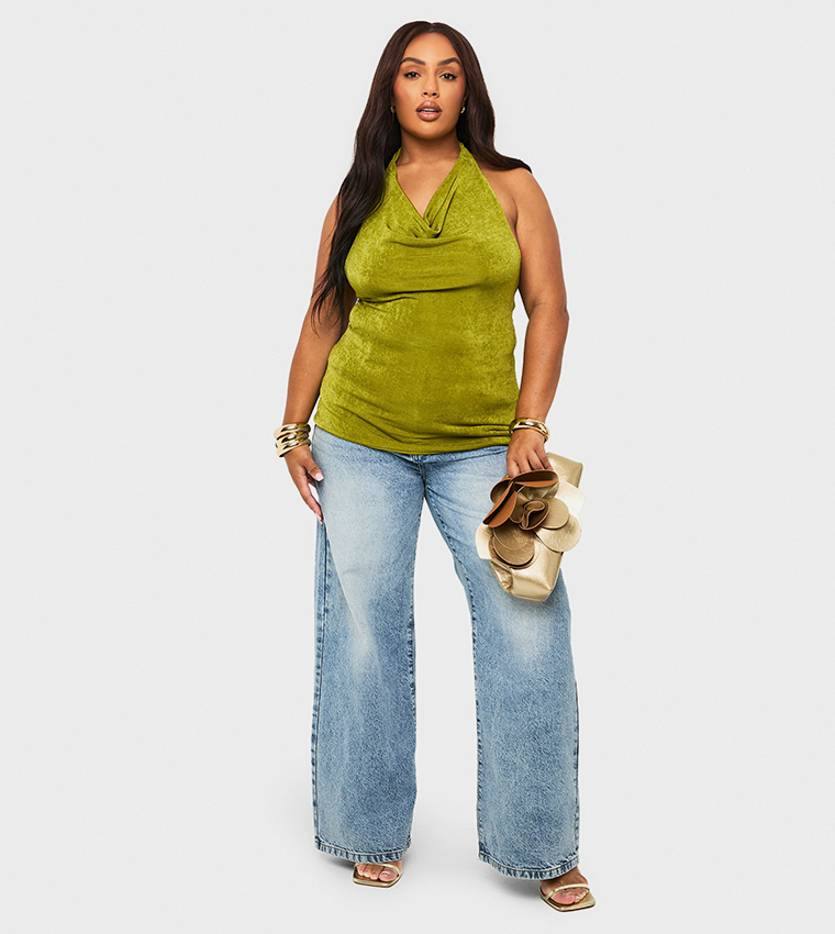 Curve Double Layer Textured Slinky Top