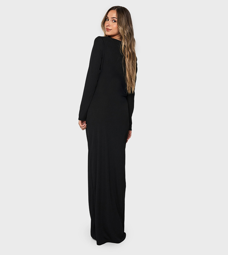 Ribbed Scoop Neck Maxi Maternity Dress