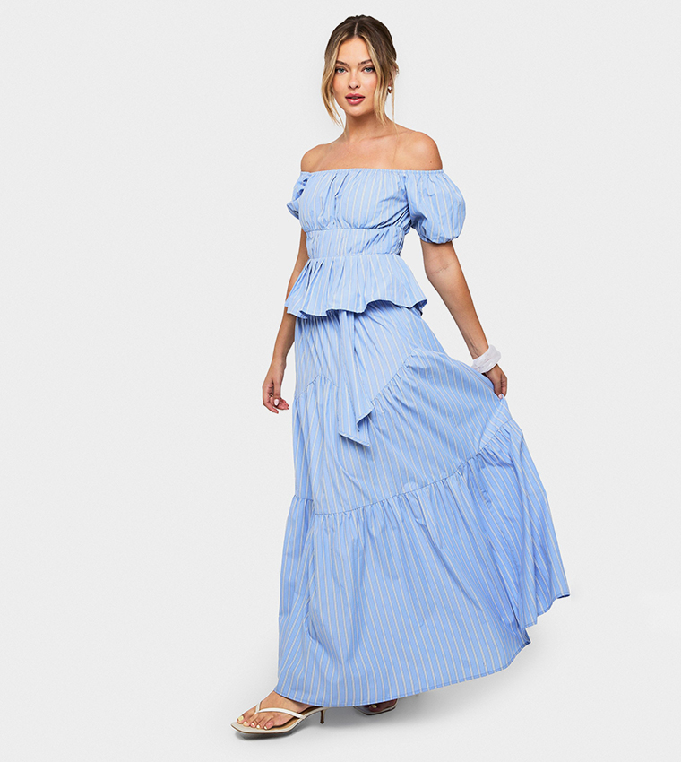 Striped Poplin Bardot Top