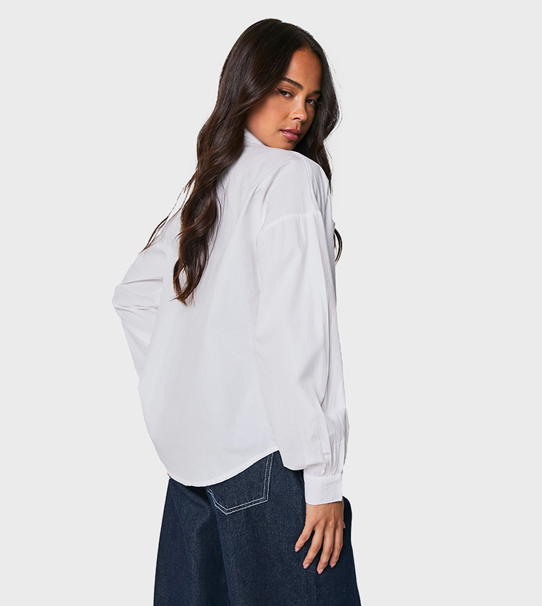 Poplin Pussybow Long Sleeves Top