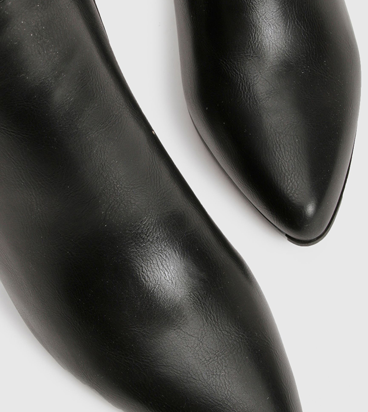 Column Knee High Stacked Heel Boots