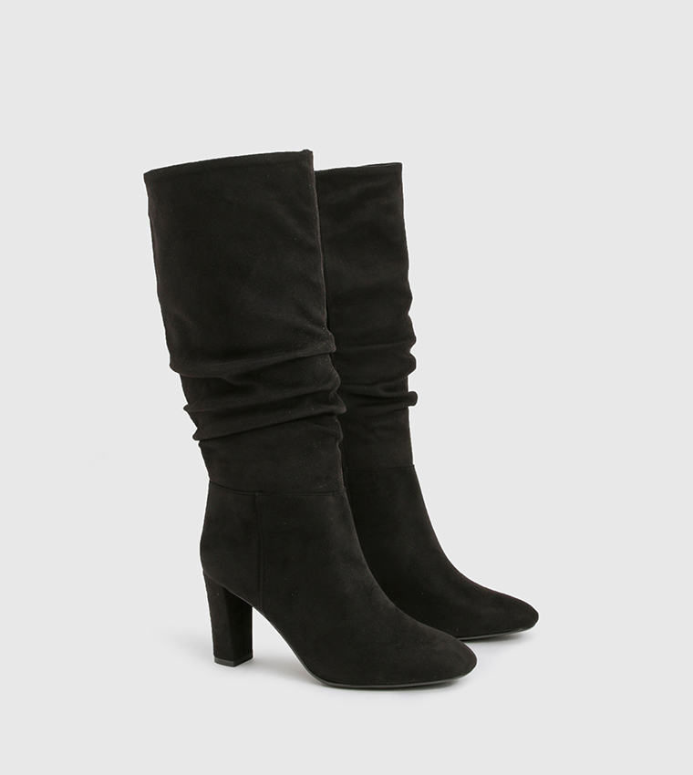 Slouchy Knee High Block Heeled Boots