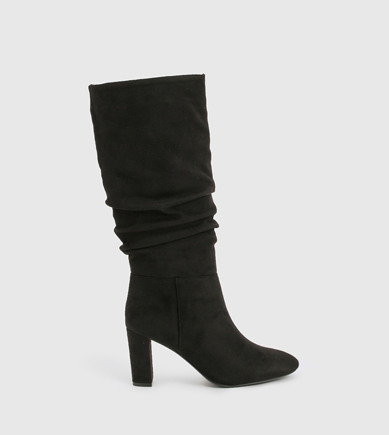 Slouchy Knee High Block Heeled Boots
