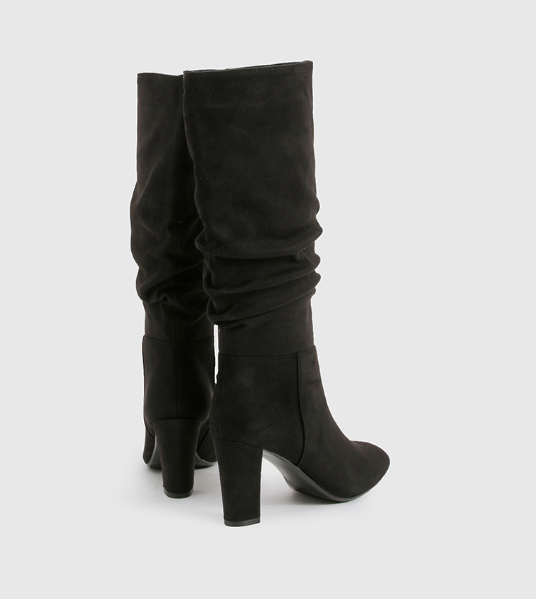 Slouchy Knee High Block Heeled Boots