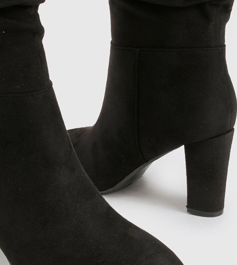 Slouchy Knee High Block Heeled Boots