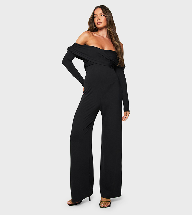 Soft Touch Twist Bardot Wide Leg Jumpsuit