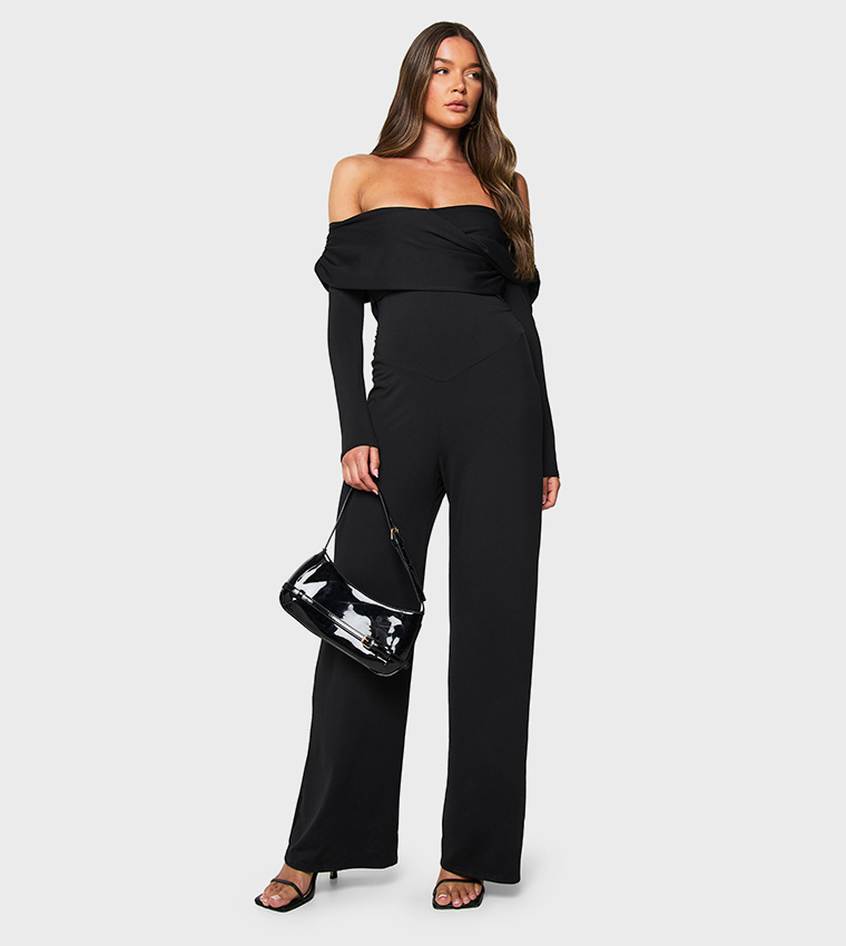 Soft Touch Twist Bardot Wide Leg Jumpsuit
