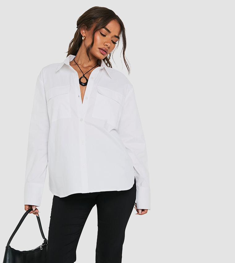 Pocket Detail Long Sleeves Oversized Shirt