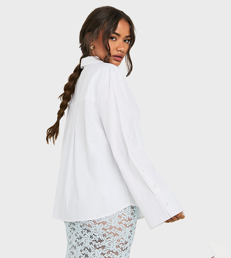 Solid Wide Sleeves Oversized Shirt