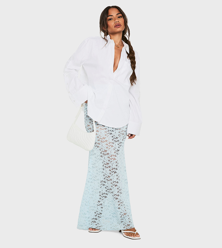 Solid Wide Sleeves Oversized Shirt