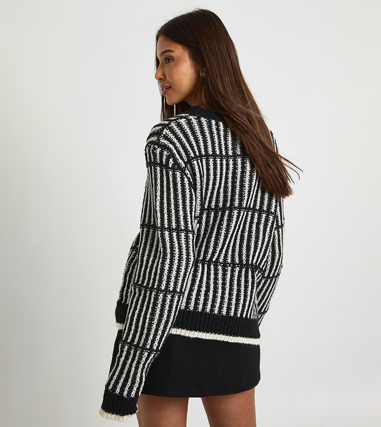 Soft Knit Striped Crew Neck Sweater