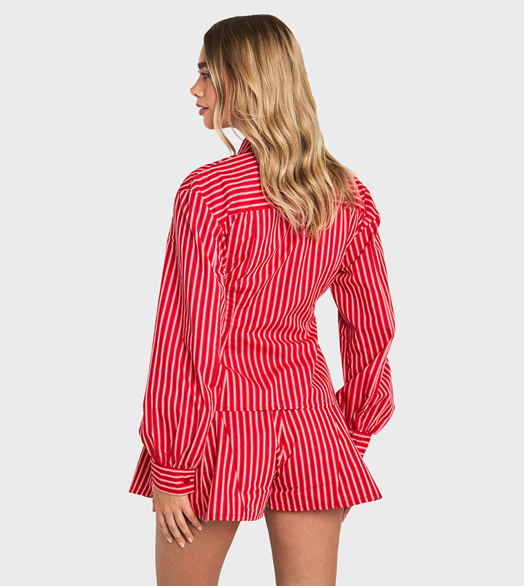 Striped Cinched Waist Shirt