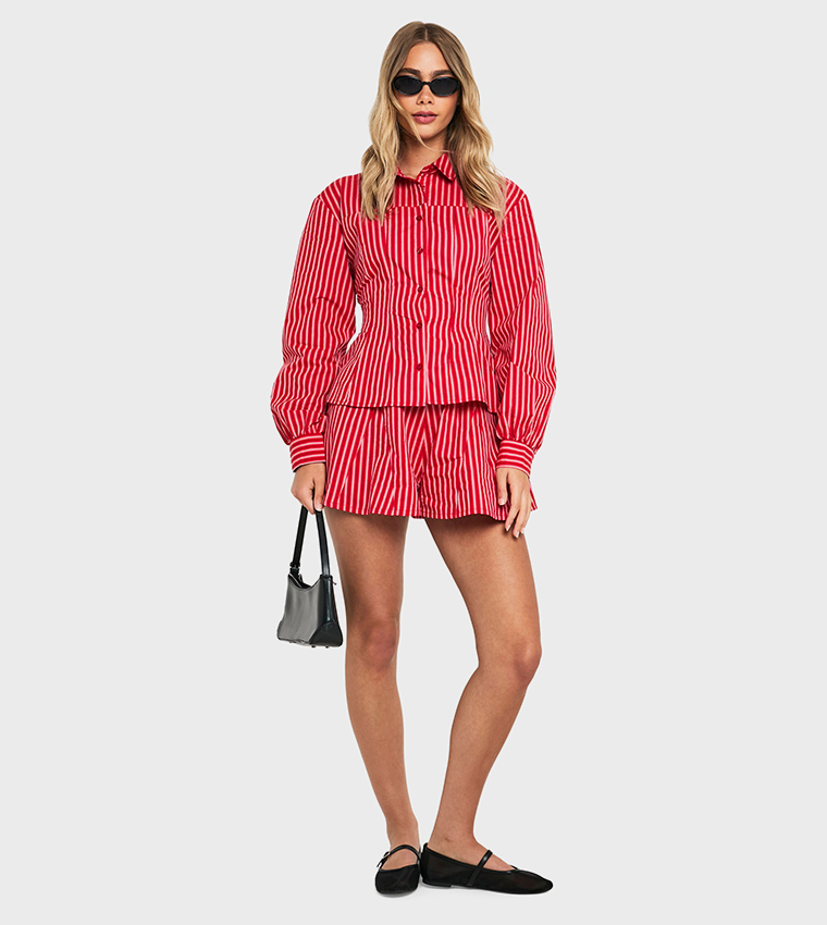 Striped Cinched Waist Shirt